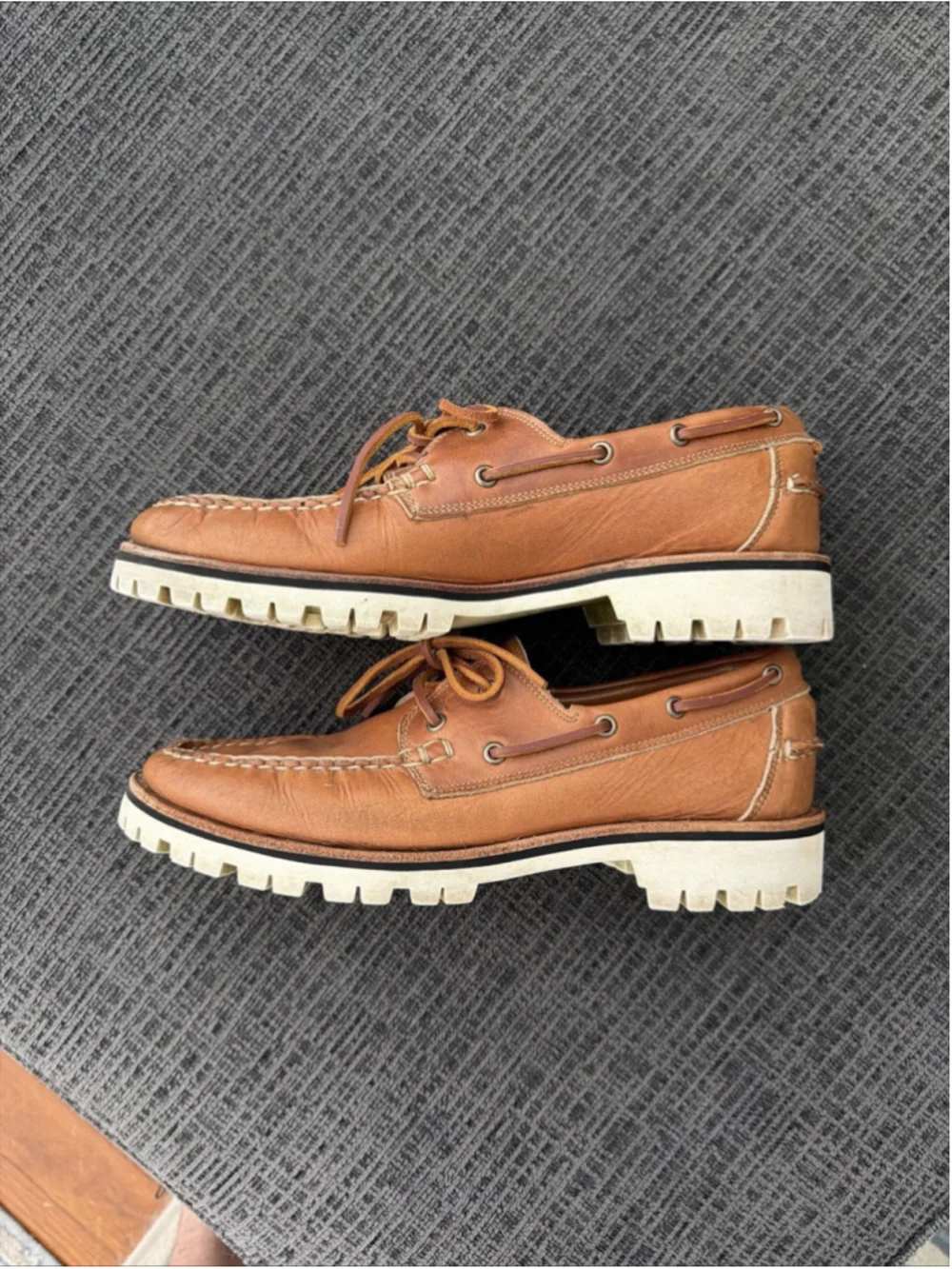 Allen Edmonds Force 10 Lug Sole Boat Shoe Mens 8.5 D Brown Leather Loafer 4965